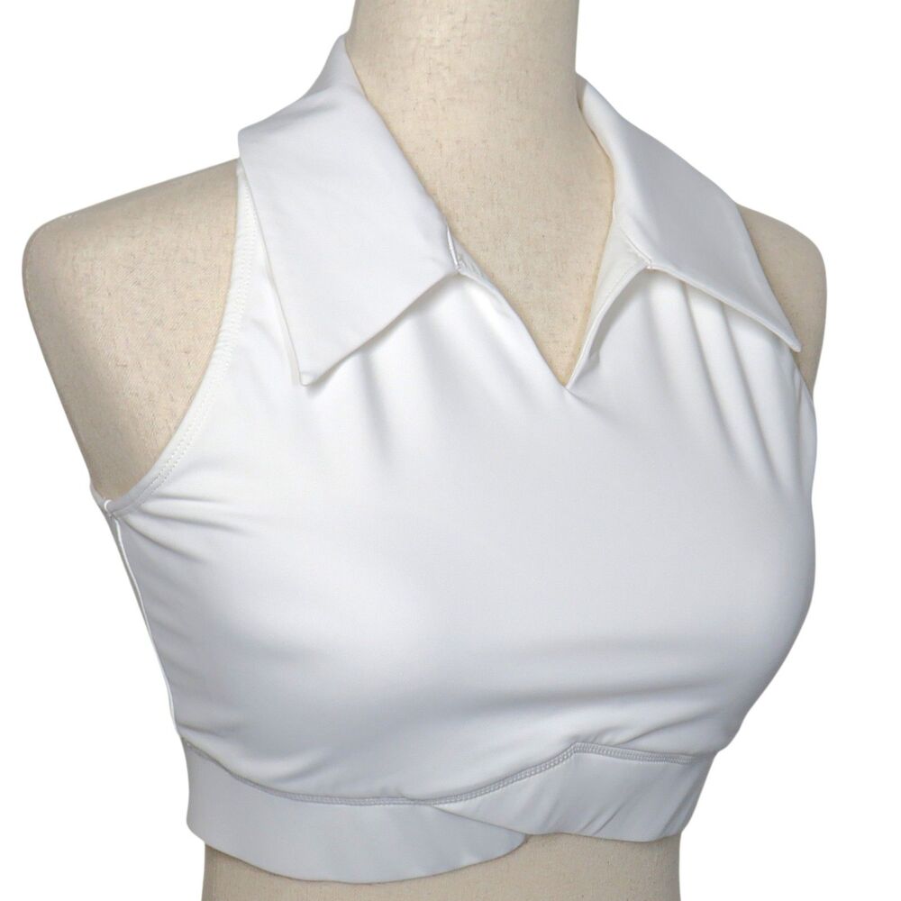Halara Collared Crossover Waist Cropped Padded Active Bra Tank Top Size Medium